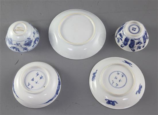 A group of Chinese porcelain tea bowls and saucer dishes, early 18th century, diameter 6.2 - 11.2cm